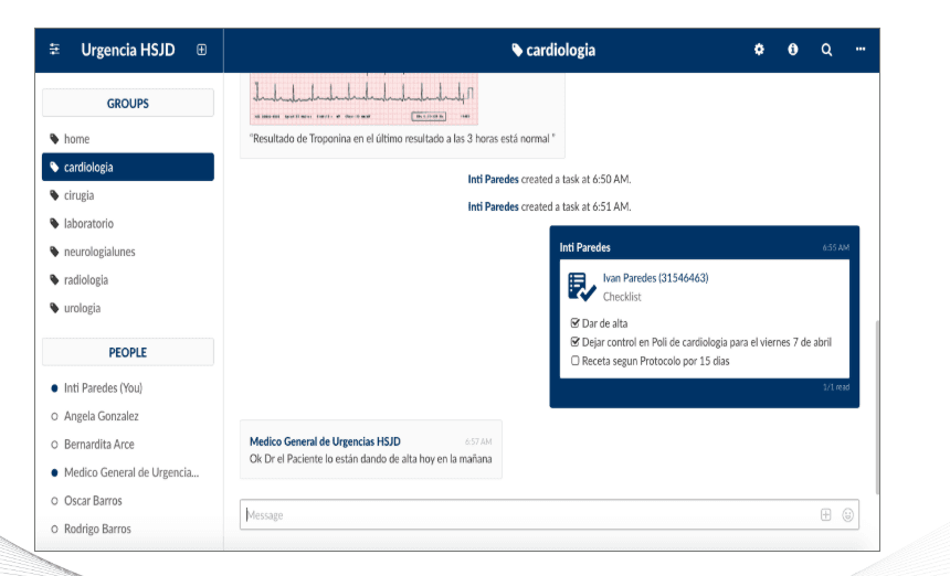 Discharge checklist: cardiologist activates discharge protocol directly from the platform