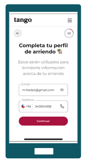 Onboarding flow, step 1: contact details before document verification