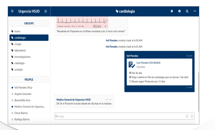 Discharge checklist — cardiologist activates discharge protocol directly from the platform